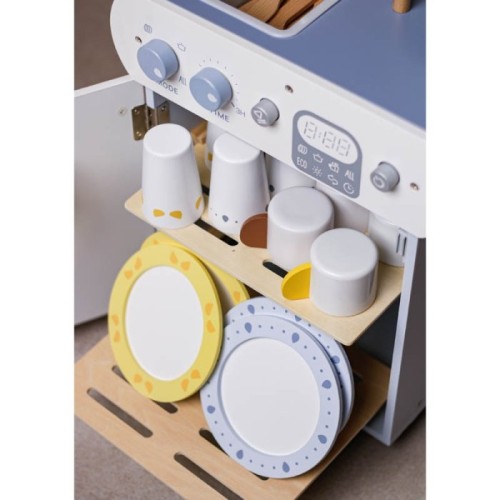 اسباب بازی ست کامل ماشین ظرفشویی چوبی رنگ سفید کد BL21155