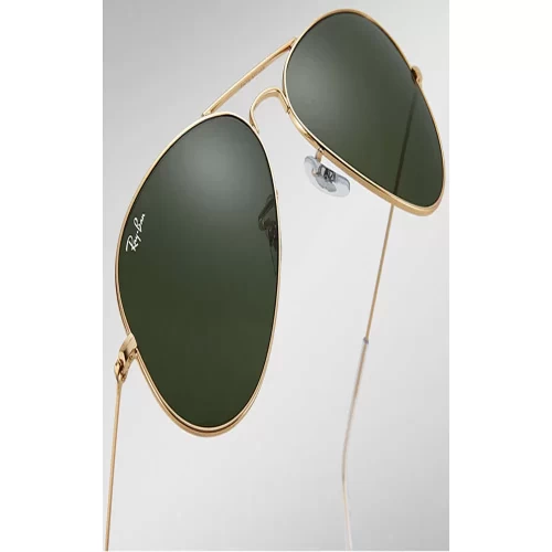 عینک آفتابی RayBan 3026 Aviator Large Gold Metal Green Classic - Image 3