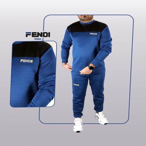 ست تیشرت شلوار آبی مشکی Fendi مدل 1424