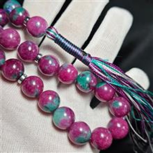 خرید تسبیح33 دانه سنگ جید دو رنگ معدنی کد وردسا