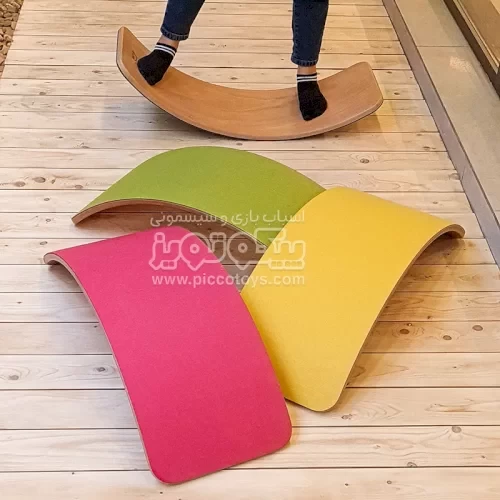 تخته تعادلی چوبی سایز بزرگ با زیره زرد curvy کد P/5555/ZA