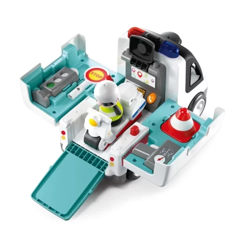 ماشين پلیس اسباب بازی با تجهيزات هولی تويز HUILE TOYS کد HE9985