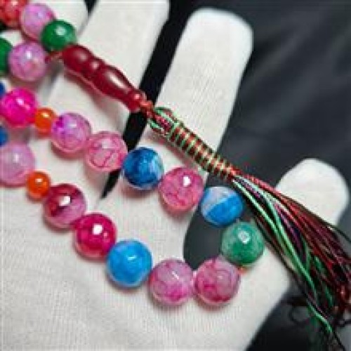 خرید تسبیح 33 دانه سنگ عقیق دراگون معدنی کد وردسا