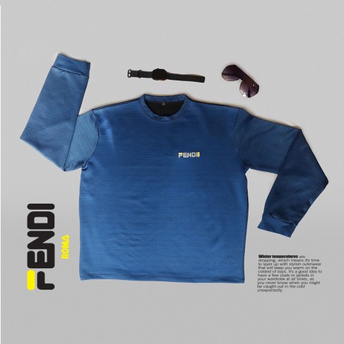 تیشرت آبی آستین بلند Fendi مدل 1348
