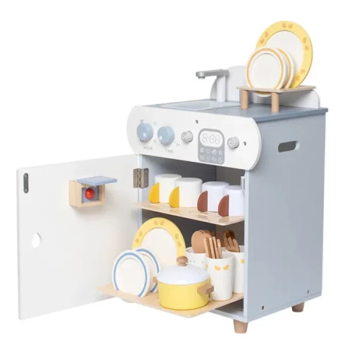 اسباب بازی ست کامل ماشین ظرفشویی چوبی رنگ سفید کد BL21155