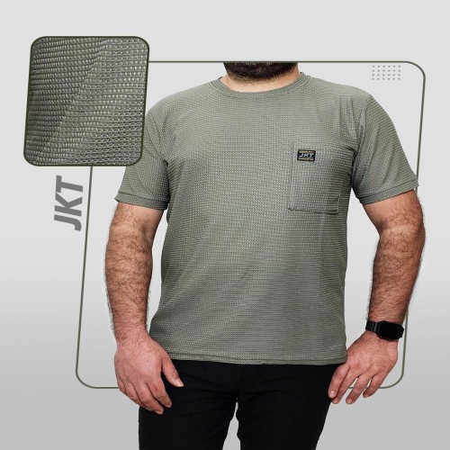 تیشرت مردانه آستین کوتاه طوسی JKT مدل 1408
