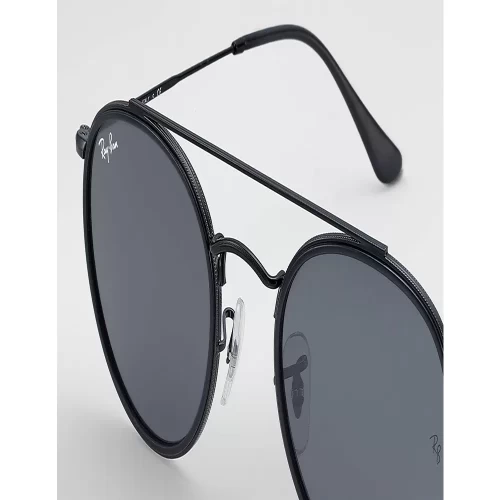 عینک آفتابی RayBan 3647N Round Double Bridge Black Blue Gray Classic - Image 3