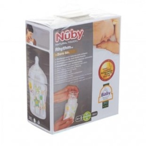 شیشه شیر سبز 180 میل با طلق پلاستیکی سفری nuby 92466