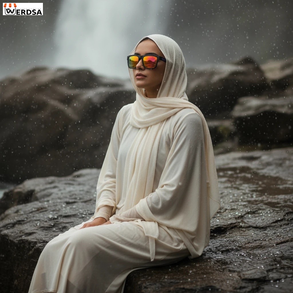 عینک آفتابی اسپرت با فریم مشکی و لنز آینه‌ای نارنجی قرمز