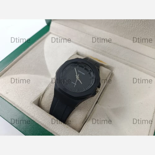 ساعت الگانس تمام مشکی بند رابر