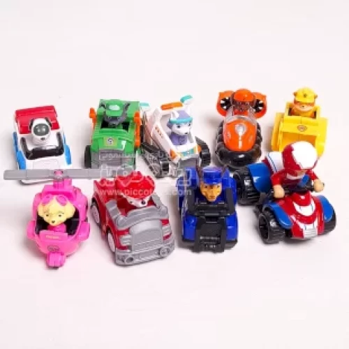 فیگور 9 عددی سگهای نگهبان پاوپاترول paw patrol با ماشین عقب کش