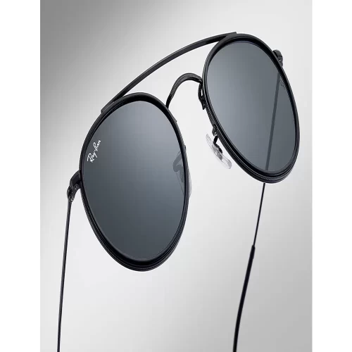 عینک آفتابی RayBan 3647N Round Double Bridge Black Blue Gray Classic - Image 5