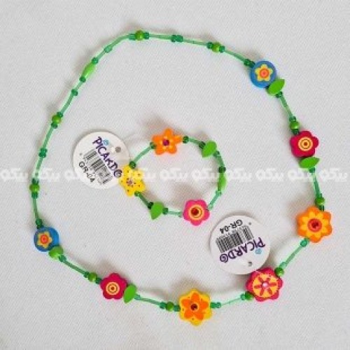 ست دستبند و گردنبند چوبی کد GR-04