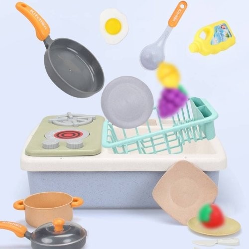 سینک ظرفشویی اسباب بازی به همراه اجاق گاز سبز آبی کد 35384MA