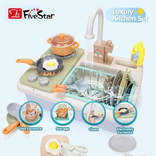 سینک ظرفشویی اسباب بازی به همراه اجاق گاز سبز آبی کد 35384MA