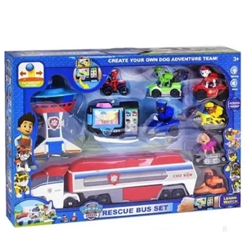 فیگور سگ های نگهبان پاوپاترول با برج مراقبت و اتوبوس Paw Patrol