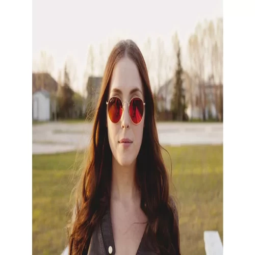 عینک آفتابی RayBan 3447 Round Gold Red Flash Lenses - Image 4