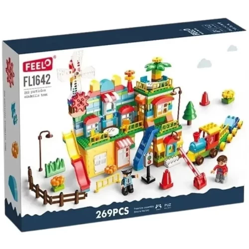 اسباب بازی لگو خانه و قطار فیلو 269 تکه FEELO کد FL1642