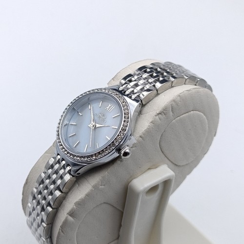 ساعت دورنگین الگانس استیل صفحه آبی صدفی زنانه - Image 2