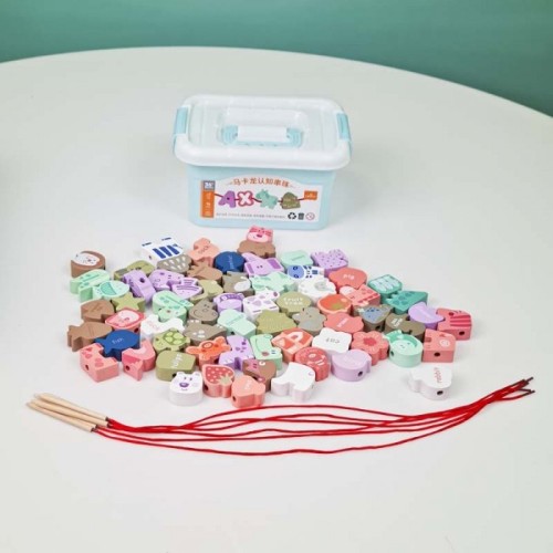 اسباب بازی چوبی نخ و مهره طرح حیوانات کد JHTOY171