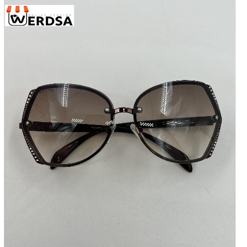 عینک آفتابی زنانه مربعی بزرگ قهوه‌ای گرادیانت با فریم فلزی شیک