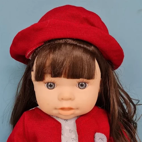 عروسک دخترانه 40 سانتیمتری لباس زرشکی FASHION CLOTH TOYS کد 899T1A