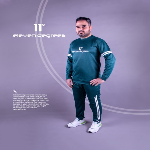 ست تیشرت شلوار سبز آستین بلند eleven degrees مدل 1282