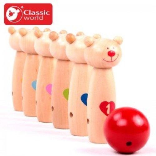 بتزی و سرگرمی با بولینگ خرس چوبی Classic World مدل Little Bear 4125