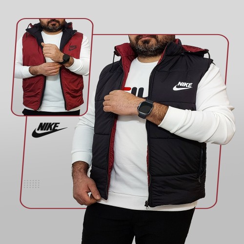 پافر مردانه نایک دو رو مشکی زرشکی مدل 1395