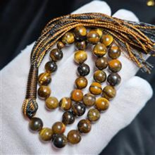 خرید تسبیح 33 دانه سنگ طبیعی چشم ببر معدنی کد وردسا