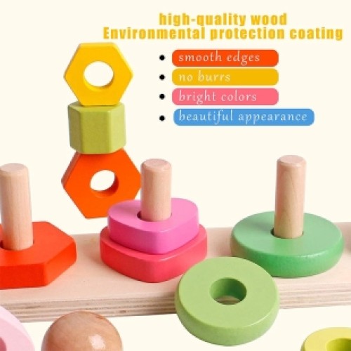 اسباب بازی چوبی برج هوش مونته سوری 4 ستون کد JHTOY603