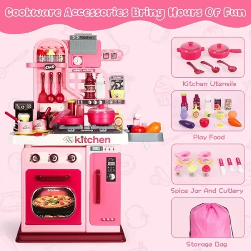 آشپزخانه کودک 53 تکه رنگ صورتی کد 008969