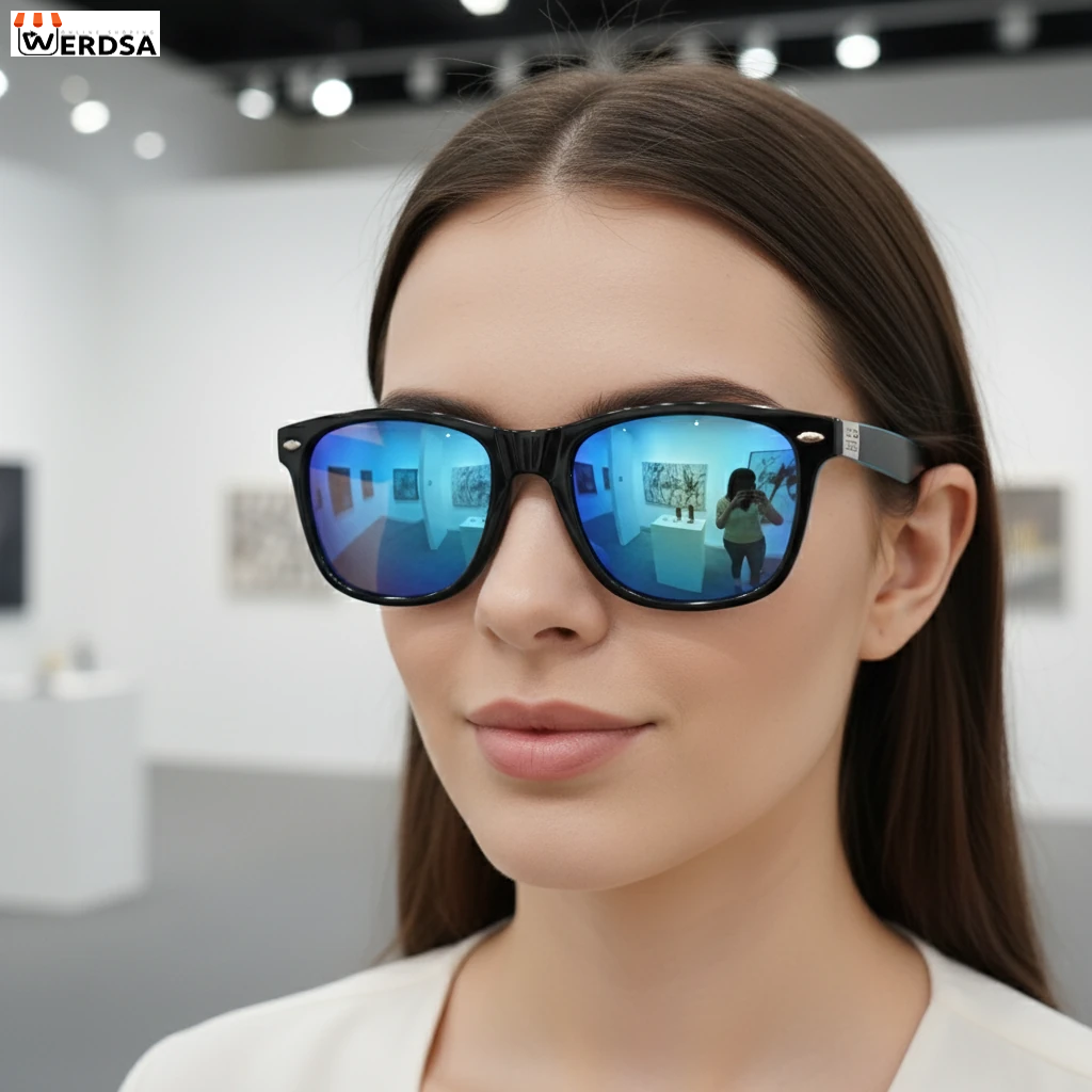 عینک آفتابی, عینک اسپرت, فریم مشکی, لنز آبی, لنز آینه‌ای, عینک فشن, عینک UV400, عینک سبک, استایل شهری, طراحی مدرن, عینک زنانه مردانه, محافظ چشم, ضدخش, عینک رانندگی, عینک مد روز, blue mirror s