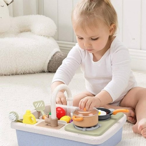 سینک ظرفشویی اسباب بازی به همراه اجاق گاز سبز آبی کد 35384MA