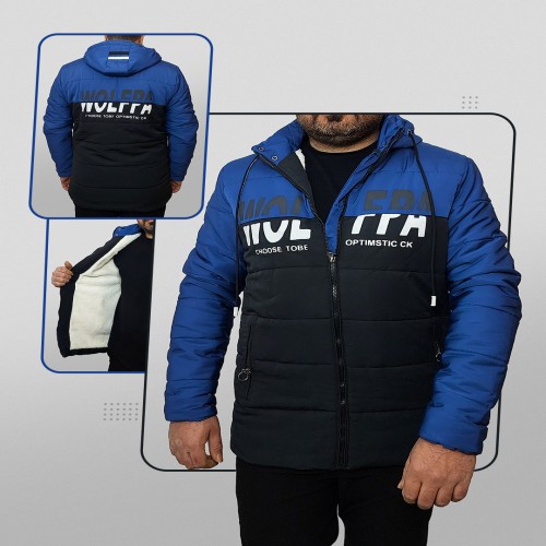 کاپشن مردانه آبی مشکی مدل 1384