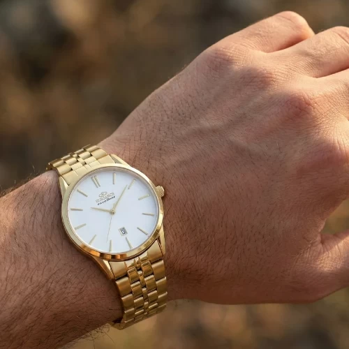 ساعت الگانس طلایی صفحه سفید مردانه - Image 4