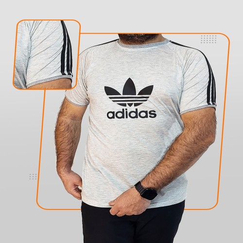 تیشرت مردانه آستین کوتاه سفید طوسی Adidas مدل 1421