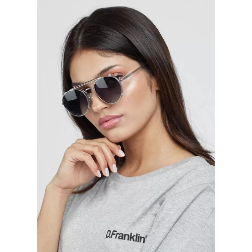 عینک کامپیوتر آفتابی دی فرانکلین مدل D.franklin Classic Round Clip On Silver / Grad Blue - Image 3