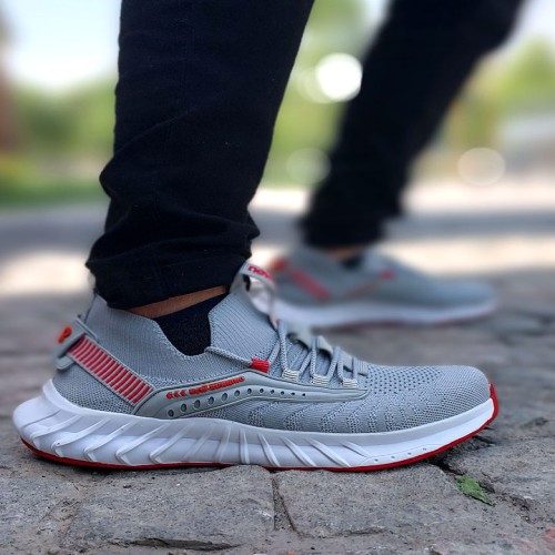 کفش اسپرت نیو رانینگ طوسی قرمز مدل 1063