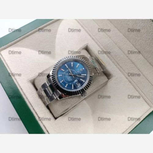 ساعت رولکس اسکای دویلر استیل صفحه آبی تک مردانه