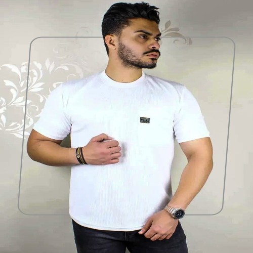 تیشرت سفید مردانه آستین کوتاه مدل 1373