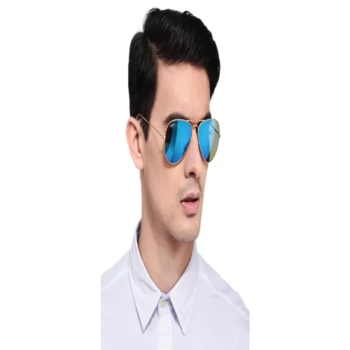 عینک آفتابی RayBan 3025 Aviator Gold Blue Flash - Image 3