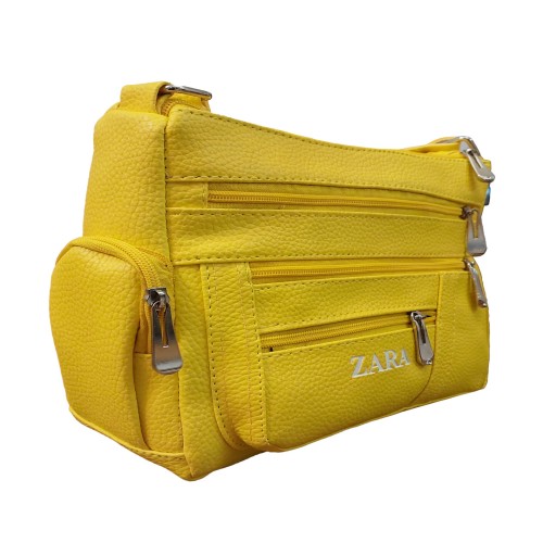 کیف زنانه رو دوشی زرد ZARA مدل 1248