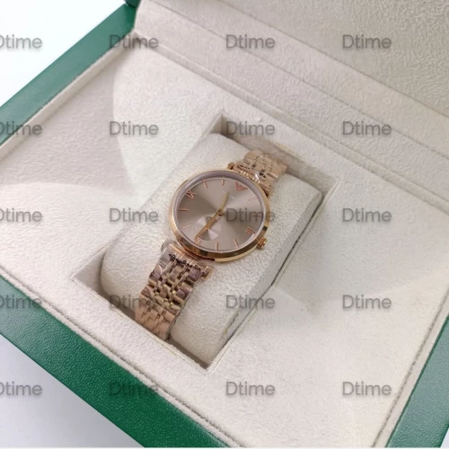 ساعت امپریو آرمانی رزگلد صفحه بژ تک زنانه