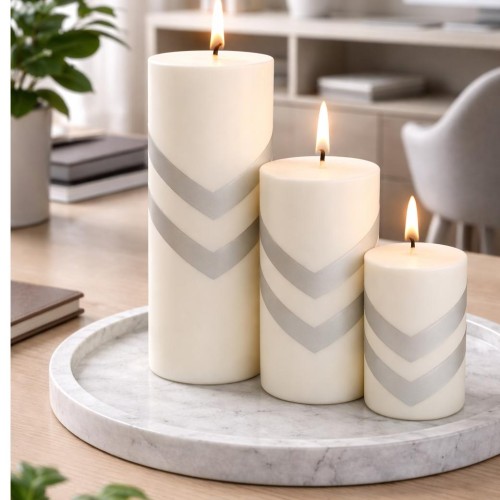 ست شمع استوانه سه تکه نفیستاب دستساز و مینیمال