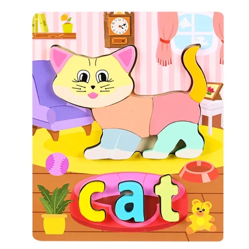 پازل چوبی آموزشی طرح گربه - کد P/4098/CA