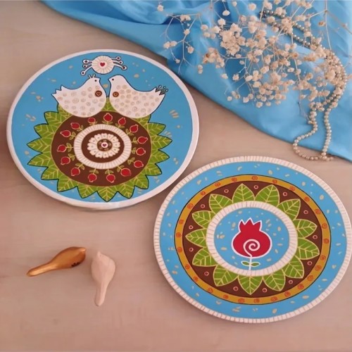 خرید بشقاب دیواری طرح انار و پرنده وردسا - 2 عدد