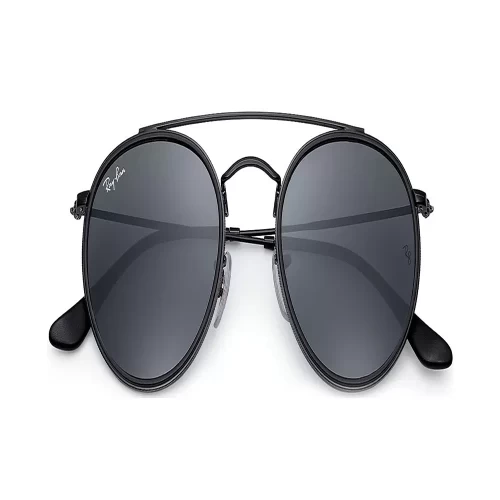 عینک آفتابی RayBan 3647N گرد و دوپل برِج مشکی آبی خاکستری
