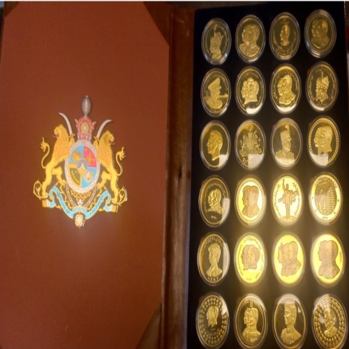 خرید ست 24 عددی روکش طلا پهلوی با ارم شیر و خورشید