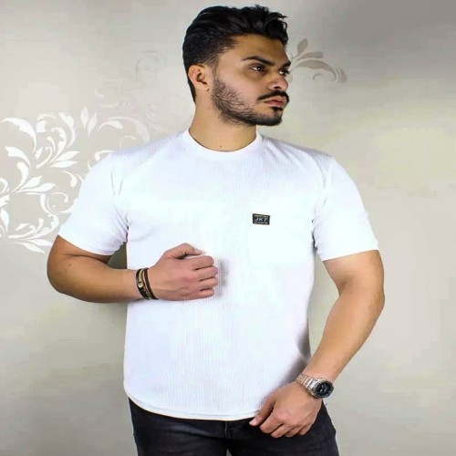 تیشرت سفید مردانه آستین کوتاه مدل 1373